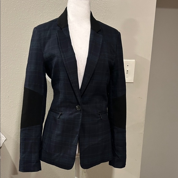 $255 1.STATE Women's Blue Wild One Panel Plaid One-Button Jacket Blazer Size 6 - Picture 3 of 15
